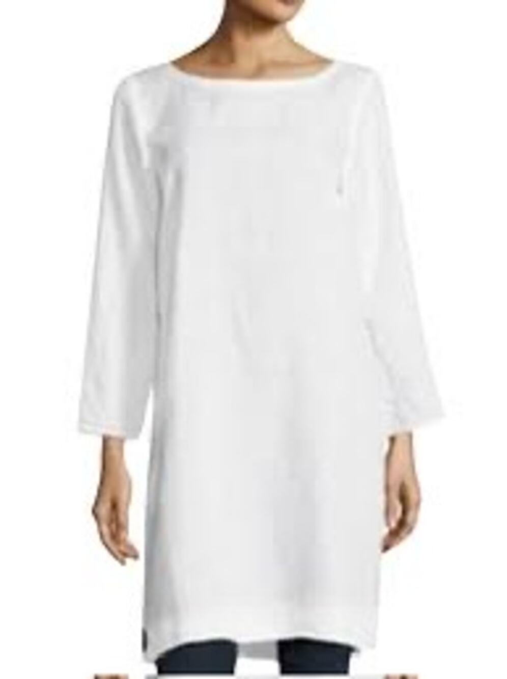 Eileen Fisher Organic Linen White Tunic Top Size M Medium